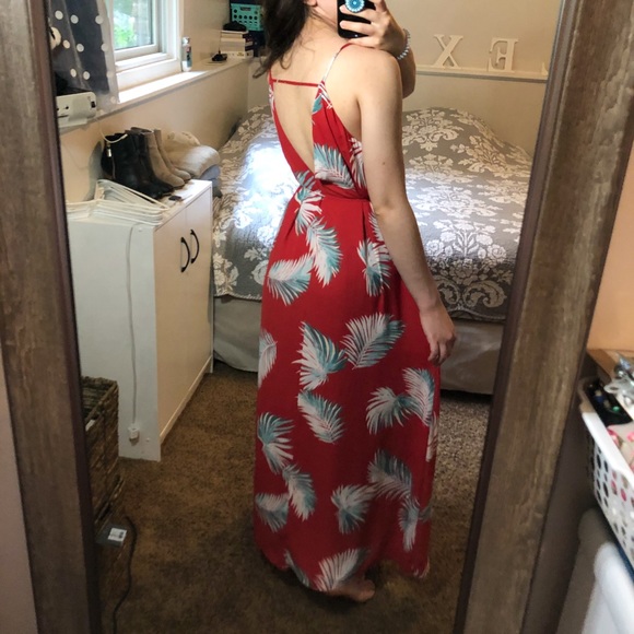 SOLD***TROPICAL RED & WHITE MAXI DRESS - Picture 11 of 12
